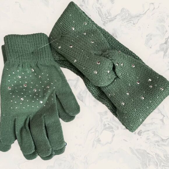 NWT Nordstrom Bp. Green Head Wrap and gloves - One Size Green - Picture 1 of 1